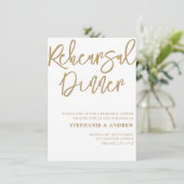 Invitation calligraphiée en or pour dîner de répét (Debout devant)
