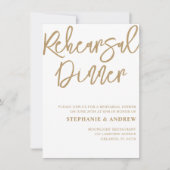 Invitation calligraphiée en or pour dîner de répét (Devant)