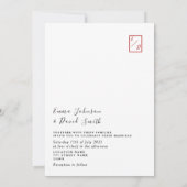 Invitation calligraphique rouge minimaliste (Dos)