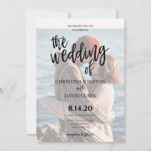 Invitation Calligraphy Elegant Photo Le Mariage De (Devant)