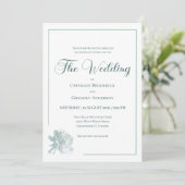 Invitation Calligraphy Line Art Sage Green Floral Wedding (Debout devant)