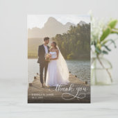 Invitation Calligraphy Overlay 2 Wedding Photo Thank You Card (Debout devant)