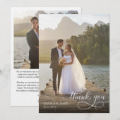 Invitation Calligraphy Overlay 2 Wedding Photo Thank You Card (Devant / Derrière)