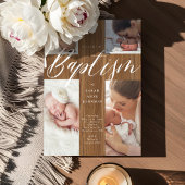 Invitation Calligraphy Photo Collage Baby Baptism Wood Cross