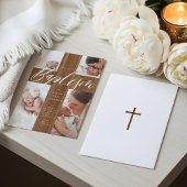 Invitation Calligraphy Photo Collage Baby Baptism Wood Cross