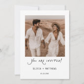 Invitation Calligraphy Photo Wedding Invite Modern Minimalist (Devant)