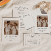 Invitation Calligraphy Photo Wedding Invite Modern Minimalist