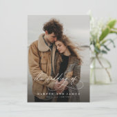 Invitation Calligraphy Qr Code Photo Romantic Wedding (Debout devant)