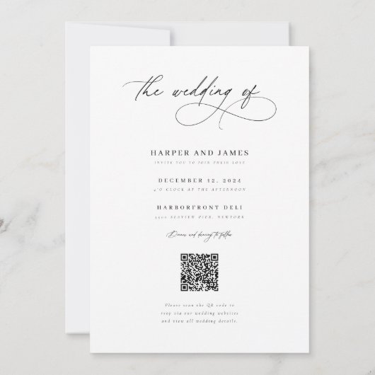 Invitation Calligraphy Qr Code Photo Romantic Wedding (Dos)