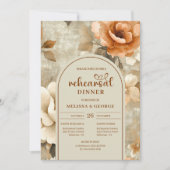 Invitation Calligraphy Rust Beige Floral Wedding Rehearsal  (Devant)