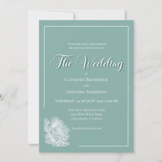 Invitation Calligraphy Script Sage Green Floral Wedding (Devant)