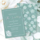 Invitation Calligraphy Script Sage Green Floral Wedding