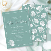 Invitation Calligraphy Script Sage Green Floral Wedding