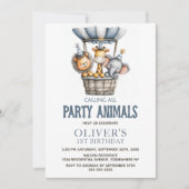 Invitation Calling All Party Animals 1st Birthday Party (Devant)