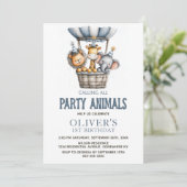 Invitation Calling All Party Animals 1st Birthday Party (Debout devant)