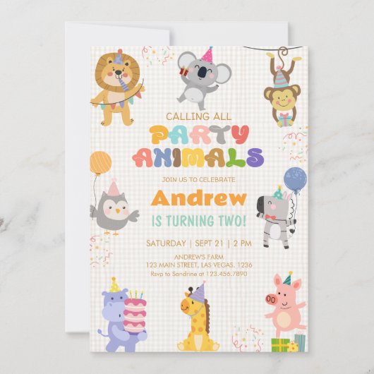 Invitation Calling All Party Animals Birthday (Devant)