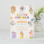 Invitation Calling All Party Animals Birthday (Debout devant)