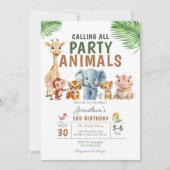 Invitation Calling All Party Animals Birthday Safari Party (Devant)