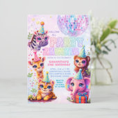 Invitation Calling All Party Animals Disco Ball Birthday (Debout devant)