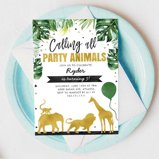 Invitation Calling All Party Animals Safari Birthday 