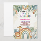 Invitation Calling All Party Animals Safari Zoo Birthday (Devant / Derrière)