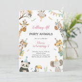 Invitation Calling All Party Animals Safari Zoo Birthday (Debout devant)