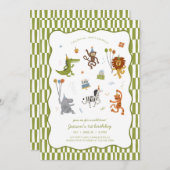 Invitation Calling All Party Animals Wild Safari Birthday (Devant / Derrière)