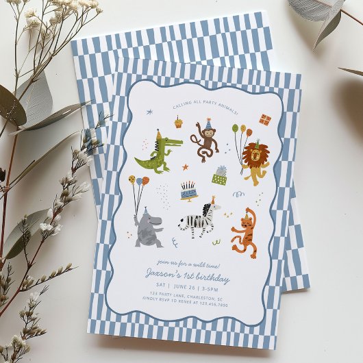 Invitation Calling All Party Animals Wild Safari Birthday