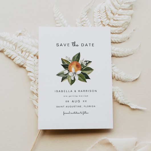 Invitation Calliope - Aquarelle Orange Blossoms Date de sauve