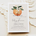 Invitation CALLIOPE Little Cutie Clementine Baby shower<br><div class="desc">Cette invitation baby shower "Un peu mignonne est sur le chemin" présente des fleurs d'orange d'aquarelle blanche et un simple mélange de beige et de blanc. Ce design neutre pour les hommes et les femmes est parfait pour n'importe quel baby shower à thème aux agrumes.</div>