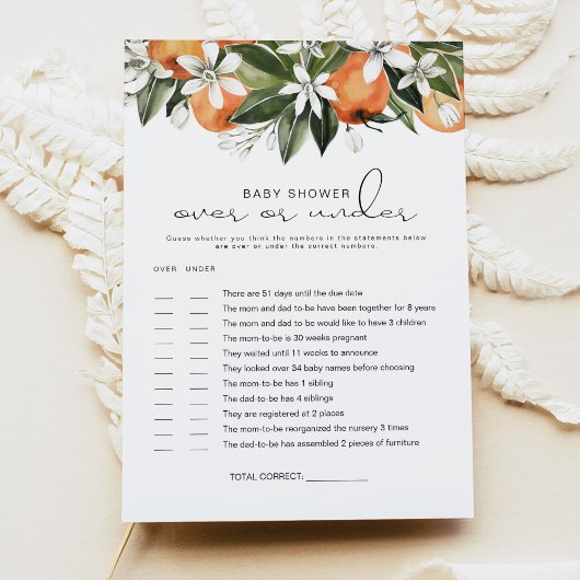 Invitation CALLIOPE Little Cutie Over or Under Baby Game Card