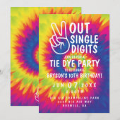 Invitation Calme à un chiffre teinture à cravate 10e annivers (Devant / Derrière)