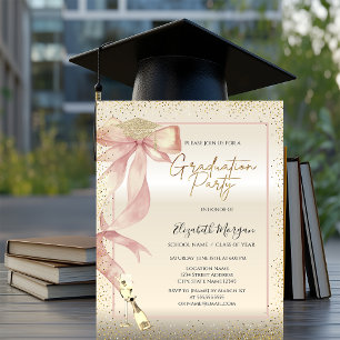 Invitation Calot de graduation doré, photo sous verre avec no