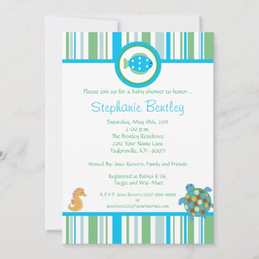 Invitation Calypso 5x7 Sea Creats (Devant)
