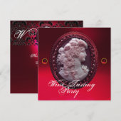 INVITATION CAMÉE ANTIQUE, DAME ET RAISINS FÊTE DE DÉGUSTATION (Devant / Derrière)