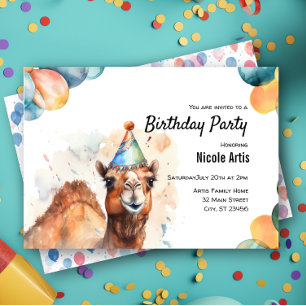 Invitation Camel Desert Safari Zoo Animal Anniversaire Fête