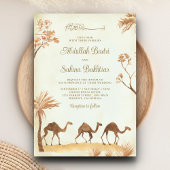 Invitation Camel du désert du Moyen-Orient Code QR Mariage mu