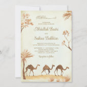 Invitation Camel du désert du Moyen-Orient Code QR Mariage mu (Devant)