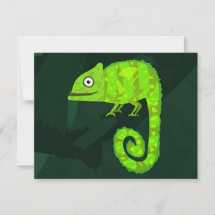 Invitation Caméléon mignon vert