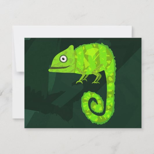 Invitation Caméléon mignon vert (Devant)
