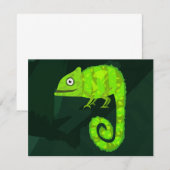 Invitation Caméléon mignon vert (Devant / Derrière)