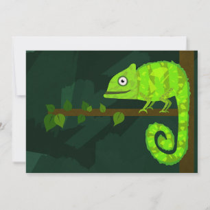 Invitation Caméléon vert mignon