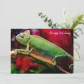 Invitation Caméléon vert sur la branche (Debout devant)