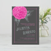 Invitation Camélia encrée mariage rose gris brun (Debout devant)