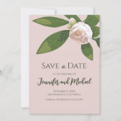 Invitation Camellia et verdure Simple Élégant Enregistrer la (Devant)