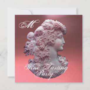 INVITATION CAMEO ANTIQUE, DAME ET RAISINS FÊTE DE DÉGUSTATION