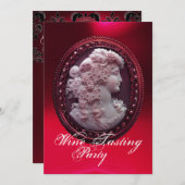 INVITATION CAMÉO ANTIQUE, DAME ET RAISINS FÊTE DE DÉGUSTATION (Devant / Derrière)