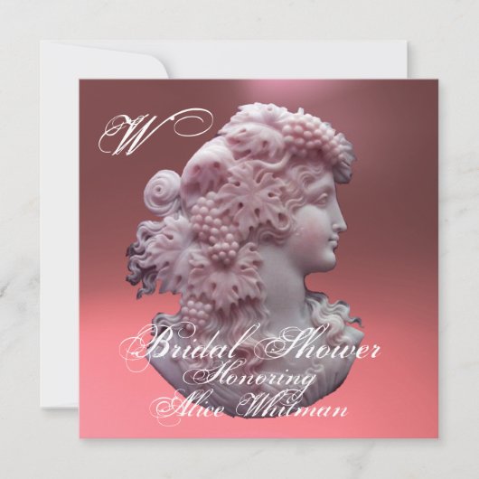 INVITATION CAMEO ANTIQUE, FÊTE DES MARIÉES DAME ET RAISONS (Devant)