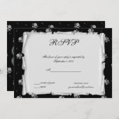 Invitation Cameo de rose violette Steampunk Goth RSVP (Devant / Derrière)