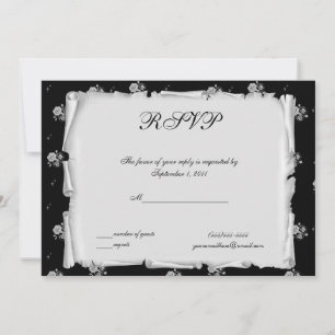 Invitation Cameo de rose violette Steampunk Goth RSVP